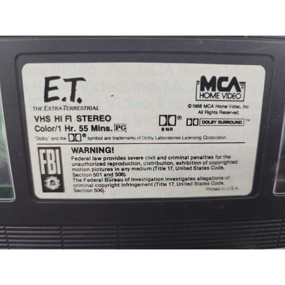 ET The Extra-Terrestrial VHS 1988 Black Green Tape - Original VHS MCM Home Video - Picture 4 of 5